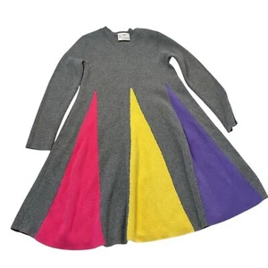 Vestido gris tejido manga larga arco iris Hanna Andersson talla 6-7 - Imagen 1 de 7