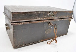 Antique Iron Shopkeeper's Cash Chest Money Box Original Old Hand Crafted - Picture 1 of 9
