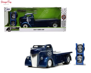 Jada 33853 1:24 Just Trucks 1947 Ford COE Flatbed Truck With Rack blau - Bild 1 von 2