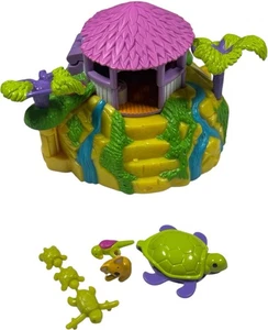 Vintage 2000 Polly Pocket Mattel Tropical Jungle Hut Spielset Koala Schildkröte Papagei - Bild 1 von 5