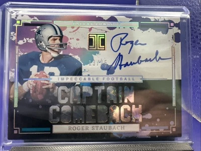 Tarjeta automática Panini Impeccable Captain Comeback 2025 Roger Staubach/25 Foto 1 de 2