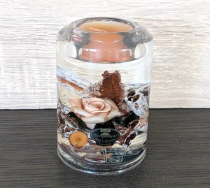 Gilde Dreamlight Made in Germany Roses & Pinecones Glass Votive Holder TramLicht - Picture 1 of 12