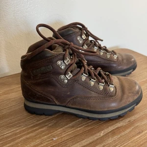 Timberland Brown Leather Round Toe Lace-Up Classic Hiking Womens Boots Size 8M - Picture 1 of 11