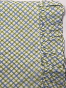 1 Laura Ashley Ruffled Pillow Sham Euro Blue Green Cotton Blend Cottage Chic 356 - Picture 1 of 8