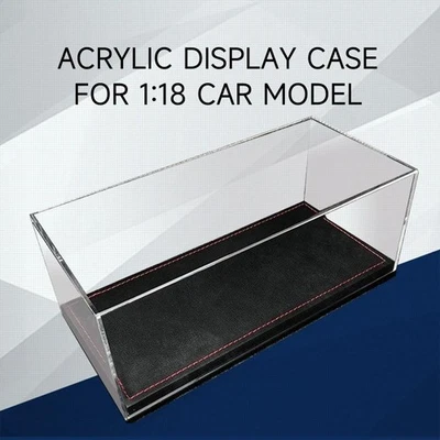 Show Case For 1/18 Car Model Acrylic Display Case Black PU Leather Base - Image 1 of 4