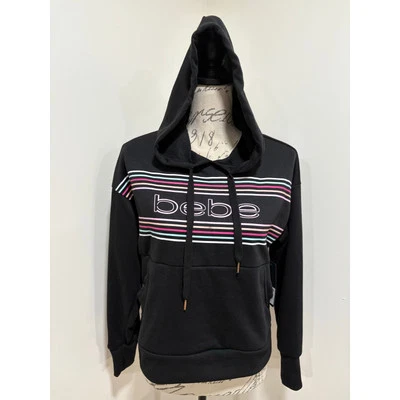 Sudadera con Capucha Bebe Negra Frontal Rosa Rayas Talla Pequeña Nueva con Etiquetas  Foto 1 de 4