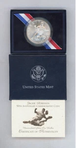 Jackie Robinson 1997 50th Anniversary Commemorative Coin 90% Silver COA OGP - Picture 1 of 12