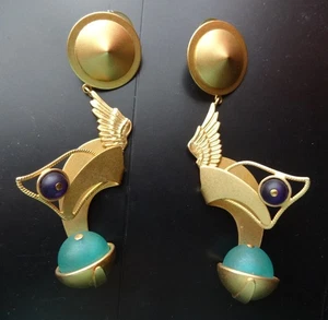 Pendientes colgantes gruesos de pasarela de colección diseño atómico vanguardista RARO - Imagen 1 de 6