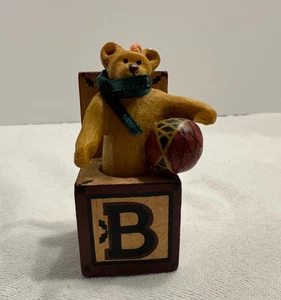 Kurt Adler Teddy Bear Ornament Christmas B Alphabet Wood Block - Picture 1 of 5