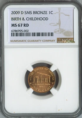 2009-D Lincoln Cent Birth & Childhood Cabin NGC MS67 RD SMS Holiday Sale 🎁 - Image 1 of 2