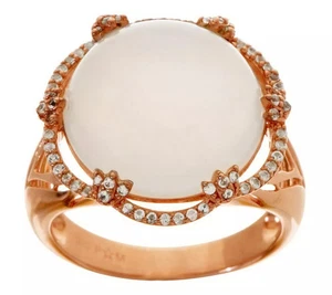 QVC Sterling Silver Moonstone & White Topaz Bold Ring, Size 6 - Picture 1 of 1