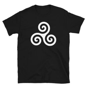 White Triskelion or Triskeles Spiral Archimedean Symbol Short-Sleeve T-Shirt - Picture 1 of 9