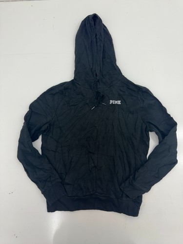 UNDERCOVER Pullover rosa Victorias Secret nero con coulisse e cappuccio donna taglia small