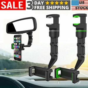 Adjustable 360° Rotation Phone Holder Car Rearview Mirror Mount Multifunction US - Photo 1 sur 14