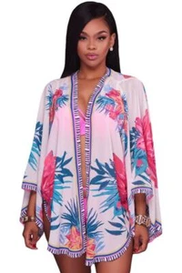  Chiffon Kimono Beach Cover/Lounging Robe Size XL - Picture 1 of 3