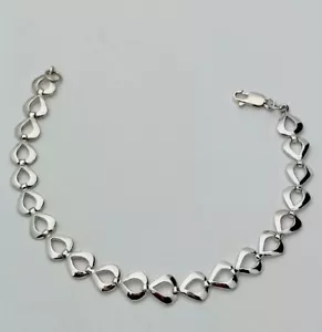 Danecraft Tarnish Free 925 Sterling Silver Heart Link Bracelet 8” - Picture 1 of 5