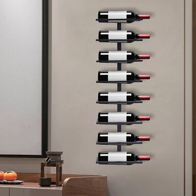 8-Tier Wall Mounted Wine Rack Vintage Metal Wine Bottle Storage Display Holder - Image 1 of 4