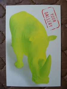 POSTCARD..ART GALLERY OF SOUTH AUSTRALIA...BRIGHT GREEN RHINOCEROS..RHINO - Picture 1 of 2