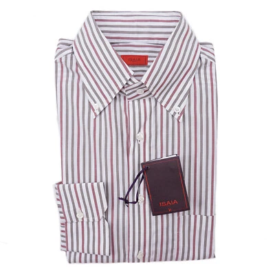 Camisa de vestir Isaia regular fit 'Italia' marrón y rojo a rayas de algodón 15,75 Foto 1 de 4