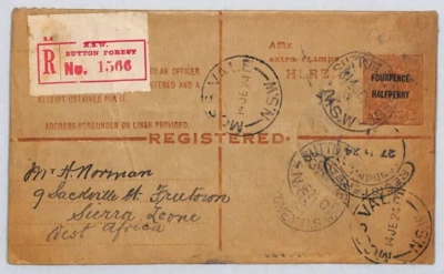 AUSTRALIA KGV Registered 4½d Cover FOURPENCE HALFPENCE Sutton Forest NSW ZK147 - Image 1 of 4