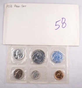 1958 U.S. Mint Silver Proof Set 1c-50c Franklin Half Dollar - Picture 1 of 4