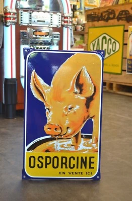 PLAQUE EMAILLEE OSPORCINE cochon alimentation animaux numérotée enamel sign - Photo 1/4