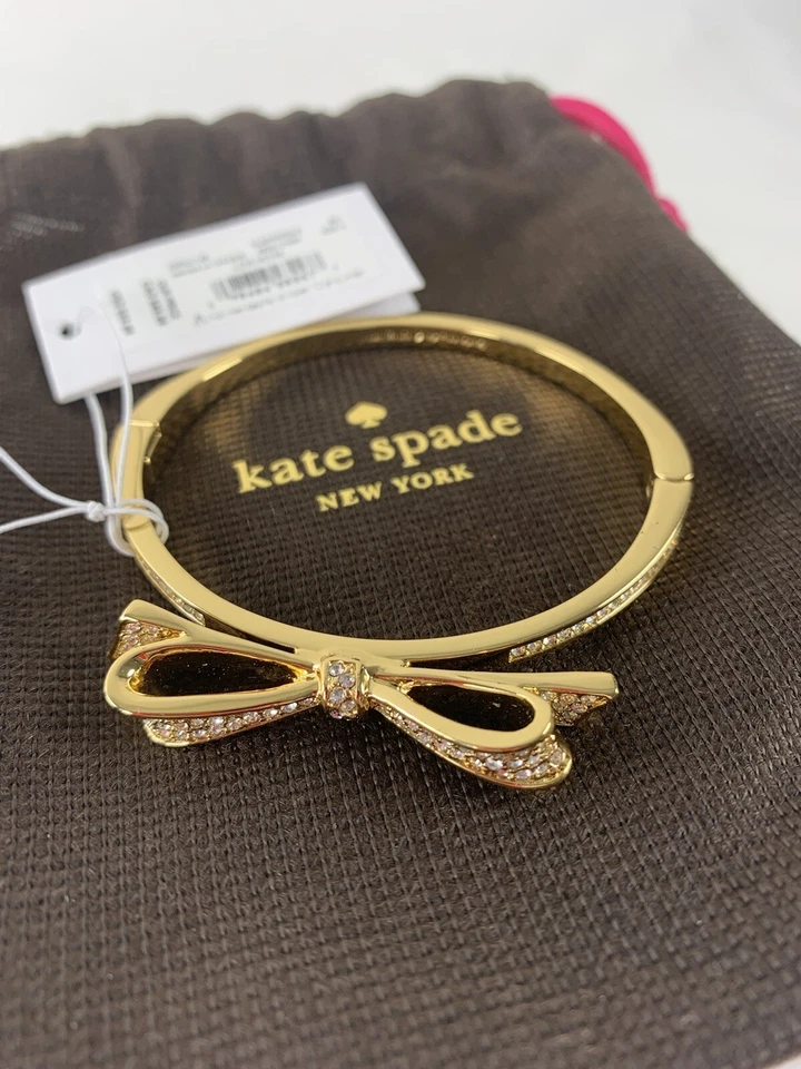 Kate Spade NY Love Notes Bangle Hinged Bracelet Goldtone O0ru1148