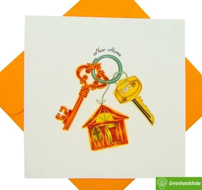 Novo cartão de felicitações Home Quilling - Arte dedicada exclusiva feita à mão - Imagem 1 de 4