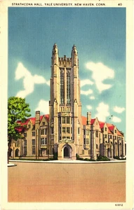 YALE - University Postcard: Strathcona Hall, New Haven, Connecticut - Picture 1 of 2