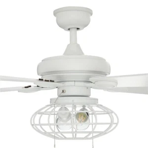 Home Decorators Ellard 52 in. LED Matte White Ceiling Fan with Light Kit - Picture 1 of 2