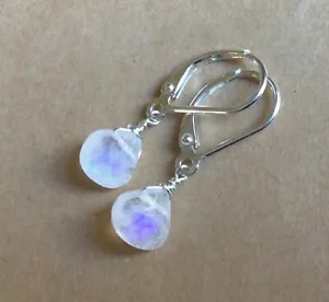 NEW NATURAL MOONSTONE STERLING SILVER SUNDANCE CHARM EARRINGS ARTISAN JEWELRY - Picture 1 of 7