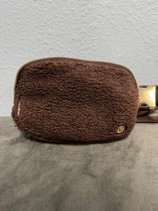 Lululemon Womens Faux Fur Gold Tone Zip Around Adjustable Strap Belt Bag Brown - Picture 1 of 5