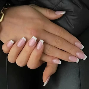 24pcs Reusable False/Fake Press On Nails Full Cover / Glue - Classic French Tips - Picture 1 of 6