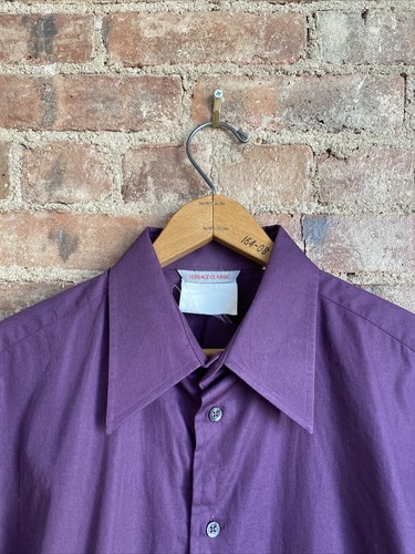 Camicia uomo vintage Versace Classic V2 taglia 16 5 42 slim viola 100% cotone Italia