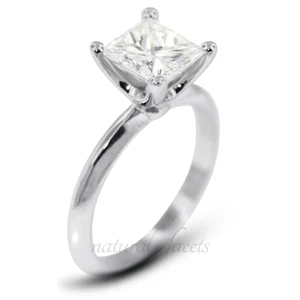 Anillo de compromiso solitario clásico platino diamante natural princesa 1,18 quilates F/SI1 - Imagen 1 de 8