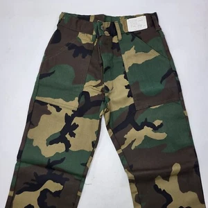 Vintage NOS Youth Military Woodland Camo Cotton Poly Blend Pants Size 12x26 - Picture 1 of 6