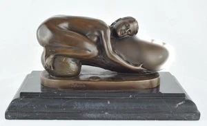 Art Deco Style Statue Sculpture Nymph Sexy Art Nouveau Style Bronze Signed - Picture 1 of 12
