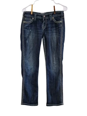 Silver Jeans Twisted Capri Women's Size W30 Dark Wash Slightly Distressed - Image 1 of 4