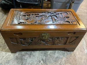 Vintage Hand-carved Camphor Chest - Picture 1 of 9