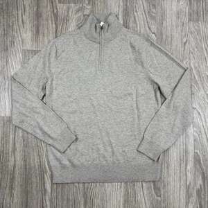 J. CREW Harbor Cotton Blend Half Zip Pullover Sweater Sz M Heather Grey - Picture 1 of 4