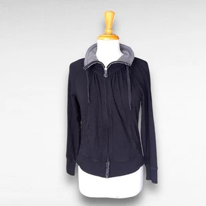 Chaqueta ALO Cremallera Completa Cuello Simulado Negra Gris Yoga Para Mujer Talla Mediana  - Imagen 1 de 12