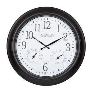 404-89027-INT 18-inch Indoor/Outdoor Brown Atomic Analog Wall Clock - Picture 1 of 8