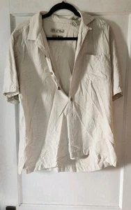 Mens Botick Bay 100% Silk Button Up Shirt Cream  - Picture 1 of 6