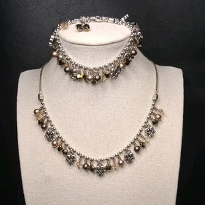 BRIGHTON Cannes Charms Necklace/Bracelet Faux Pearl And Crystals. 16.379 - Picture 1 of 8