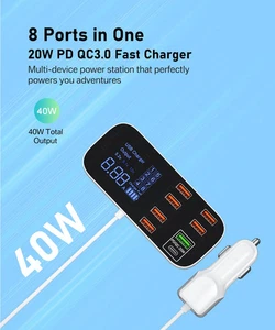 8 Ports Multi USB Car Charger QC3.0 PD Type C Fast Charger Adapter For iPhone 16 - Picture 1 of 10