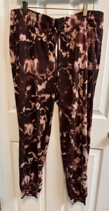 Pantalones de chándal Anybody grandes tejidos vino tie dye cordón mezcla de poliéster - Imagen 1 de 9