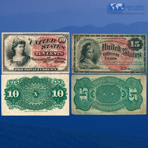 Lot of 2 10, 15 Cents Fourth Issue Fractional Currency, VF Condition - Picture 1 of 1