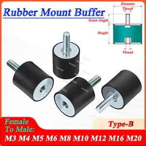 M3-M20 Female To Male Thread Rubber Mount Anti Vibration Bobbin Isolator Damper - Picture 1 of 99