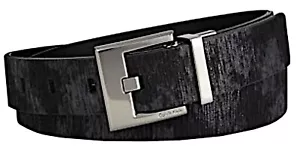 Calvin Klein Women's Small Black Wood Grain Leather Reversible Belt NWT! - Picture 1 of 1