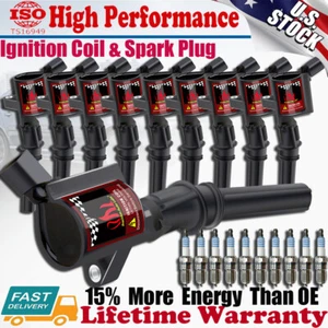 10x Ignition Coils DG508 & Spark Plugs SP479 for Ford F550 F450 Super Duty V10 - Picture 1 of 13
